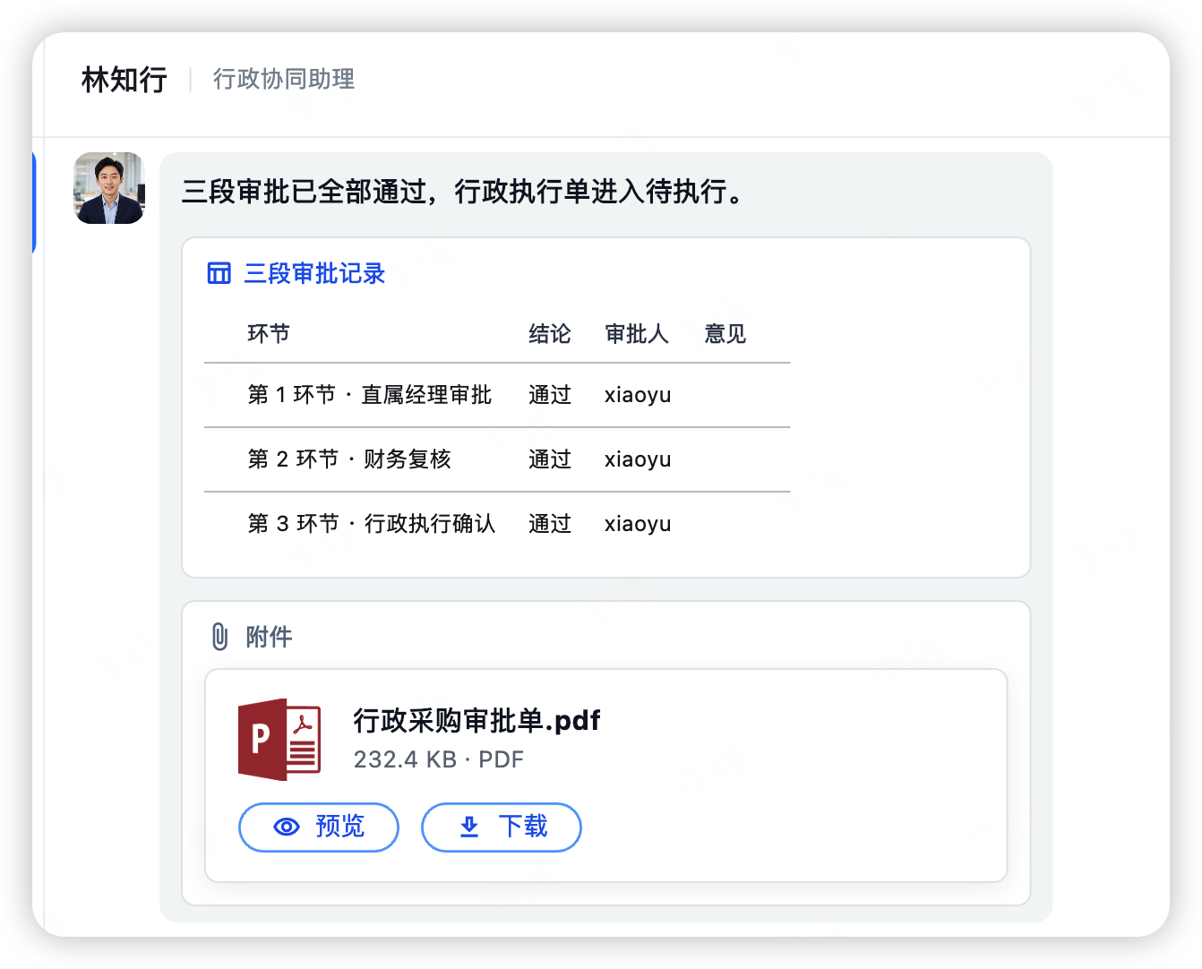 三段审批完成